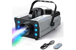 Macchina del Fumo, ZonQoonz 1200W 6 RGB 3 in 1 Macchina della Nebbia con Telecomando Wireless Portatile per Casa, Feste, Matrimoni, Spettacoli con DJ, Bar, Club, Spettacoli Teatrali, Natale, Halloween