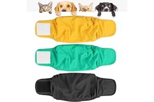 Rawhui Waschbare Hundewindeln für Rüden Inkontinenz Rüdenwindel Wiederverwendbare Hunde Rüdenbinde Hundepampers für Hündin, 3-er Pack