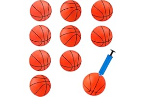 AIEX 10 Pezzi 10 cm Mini Palloni da Basket Gonfiabili, Gomma Giocattolo da Mini Basketball con Un Gonfiatore, Pallacanestro Gonfiabile da Spiaggia per Bambini Giocare Esercitare (Arancione)