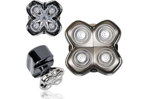ZATEIRL Tête de Rechange Rotative 4 Têtes pour Rasoirs Électriques – Compatible avec Pitbull Skull Shaver, Butterfly Kiss Pro et Plus – Têtes de Rasage Tête & Corps pour Hommes et Femmes (Lot de 1)
