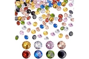 PH PandaHall 450pcs 5mm Cubic Zirconia Stone 9 Colors Round Faceted Rhinestone Diamond Stones Gems Gemstone Loose CZ Stones for Ring Earring Bracelet Pendant Jewellery Art Craft Making