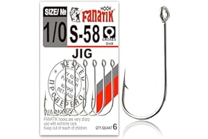 FANATIK ami da Pesca JIG S-58 Misure 5/0, 4/0, 3/0, 2/0, 1/0 Ganci per Gomma Esche Offset Jig Hook for Soft Baits Lures Fanatic Amo Ganco