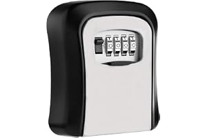 Lukzer Key Lock Box Wall Mounted – 4-Digit Combination Safe, Weatherproof Outdoor Key Storage for Home, Garage, Office, Realtors & Spare Keys – Secure, Resettable, Durable (Black, 1 Pack) CH-443