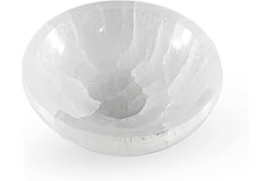 NKlaus Tazón de selenita natural redondo 9,5 cm piedra preciosa cuenco de cristal de cuarzo decoración 15597