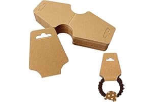 REEKNOKOL Lot de 100 cartes d'affichage de bijoux, cartes d'affichage de collier, cartes d'affichage de bijoux, cartes d'affichage de bracelet, cartes d'affichage de porte-clés, papier kraft pour bijoux