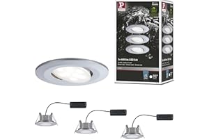 Paulmann 99929 LED oprawa do zabudowy Calla, okrągła,W zestawie 3x6W, IP65, chrom matowy, oświetlenie do szafy, tworzywo sztuczne, 4000K