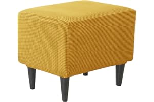 JHLD Rettangolare Copri Pouf Elasticizzato, Copri Poggiapiedi Elastico Copertura dell'Ottomano Jacquard Fodera per Pouf Quadrato Con Fondo elastico Per Gatti Cani -giallo-piccolo