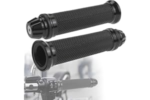 SANOU Puños de Manillar de Moto 22mm 24mm - 2 Piezas de Goma para Motocicleta, Scooter, Quad, Cruiser, Off Road (Negro)