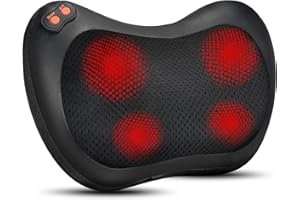 iKristin Back Neck Massager,Shiatsu Massage Pillow with Heat, Deep Tissue Kneading Massagers for Shoulder, Legs, Electric Back Massager for Home & Car
