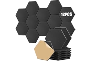 Anluomania Lot de 12 Panneaux Acoustiques Auto-Adhésif, 30 × 30 × 0,9 cm Panneau Acoustique, Mousse Acoustique Anti-bruit, Haute Densité Hexagonal, pour Studio, Bureau, Chambre, Salon