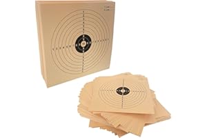 ADCSHOP Pack 100 Dianas 14x14 cm en Cartón 300g/m² – Color Sepia Competición – Casilla Puntuación y Jugador – para Airsoft, Aire Comprimido, Pellets y Bolas de Acero – Compatible con Atrapa-Balines 14x14 cm