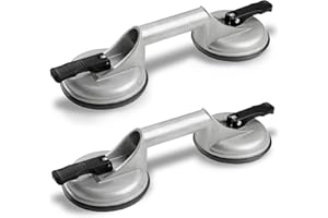 OJPZORYNIC Ventose per Piastrelle, 2 Pezzi Ventosa per Vetro Ventose in Alluminio Premium Pesante Dovere Ventose Sollevatore per Piastrelle,Vetro, Pavimento, Tavolo(grigio)