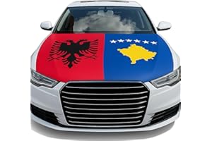 PLMVI Albanien & Kosovo Autoflagge - Albanische Flagge - Kosovarische Motorhaubenflagge - Kosova - Dardania - Albanian Flag