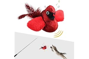 TOHDNC Cat Bird Toys with Cat Wand, Simulation Flying Birds Cat Toys Interactive with Feathers, Interactive Cat Toys for Indoor Kitty Kitten Exercise