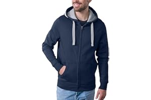 HRM Herren Hooded Jacket I Premium Kapuzenpullover Herren mit Kontrast-Innenfutter I Basic Hoodie mit Reißverschluss I Zip Hoodie I Hochwertige & nachhaltige Herren-Bekleidung