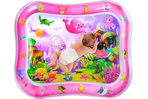 SOSALUK Grande Tappeto Acqua Neonato XXL 95x76cm, Tappeto Sensoriale Gonfiabile con Acqua, Giocattolo Educativo per Neonati 3 6 9 12 Mesi, Tappetino Gonfiabile Acqua Neonato, Regalo per Bambini - Rosa