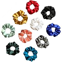 Silvr Bear Luxury Silky Satin Scrunchies Set of 10, Anti-Hair-Breakage, Ponytail Holders for Girls, Women, Hair Ties…