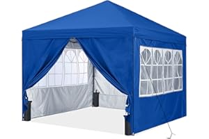 ABCCANOPY 3X3M Pop up Gazebo, Outdoor Waterproof Marquee with 4 Church Window for Outdoor Garden Party Camping, Blue