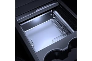 LANTU Tesla Model 3 2024 Centre Console Organiser Improved Light Translucent Design with Non-Slip Mat Storage Box Tesla Model 3 2024 Highland Accessories (White)