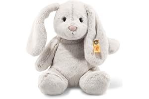 Steiff Hoppie Hase mit Schlappohren 28 cm hellgrau, Plüschtier, Soft Cuddly Friends, flauschiges Stofftier zum Kuscheln und Spielen, Kuscheltier für Mädchen und Jungen, waschmaschinenfest