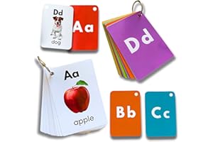 GENERIC Alphabet Flash Cards for Kids, Early Learning First Word Cards for Preschool Children and Toddlers, Teach ABC Letters, English Words, Uppercase and Lowercase