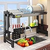IBELL DR193SM Dish Rack for Kitchen, Adjustable Length Bartan Stand for Drying, Carbon Steel, Kitchen Organizer/Drainer Shelf