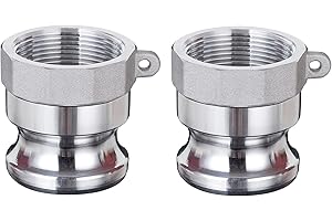 EASTRANS 2 PCS Aluminum Global Type A Cam and Groove Hose Fittings, 2" Camlock Hose Coupler, Male Aadapter x Female NTP Thread Camlock Fitting (2"）