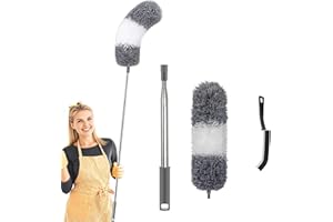 MUXUN Feather Duster, Bendable Dusters For Cleaning with 100 inch Telescoping Pole Feather Duster Extendable Washable for Cleaning Ceiling Fans, Blinds, Cobwebs and Cars in High Place