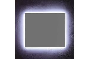 Kiamami Valentina - Specchio Bagno Reversibile | LED Retroilluminato | Montatura in ABS Grigio | 70x60 CM | Specchio Touch, Specchio LED, Grigio, 70x60 CM