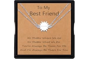 YELUWA 2 piezas sol amistad collar medio sol colgante Bff collar distancia a juego collar para 2 niñas mujeres amigas con caja de regalo cumpleaños Acción de Gracias boda (oro/plata)