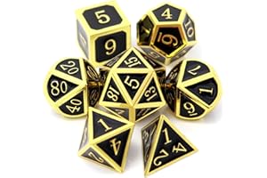 Haxtec DND Metal Dice Set D&D Gold Black Metall Würfel Dice for Dungeons and Dragons Roleplaying Games TTRPG Gift