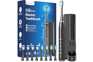 ‎COULAX PRO Electric Toothbrush Sonic Toothbrush for Adults - Whitening Ultrasonic Toothbrush Electric with Travel Case and Charging Station, Electric Toothbrush with 8 Brush Heads, 5 Cleaning Modes, 40000VPM