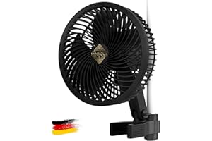 THE HOOKAH Grow Ventilator mit Clip - Oszillierend , Leise 31dB, 10 Geschwindigkeiten, EC-Motor 8W mit 595 m3/h Luftstrom, Energieeffizient, IP44 - Umluftventilator für Growzelt & Growbox (GROW JET PRO)