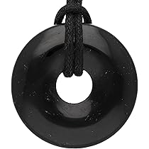 COAI Zwarte toermalijn ketting voor mannen vrouwen, druppelvormige hanger verstelbaar nylon koord/echt lederen ketting voor mannen vrouwen, 45-70cm, Steen, Toermalijn-steen