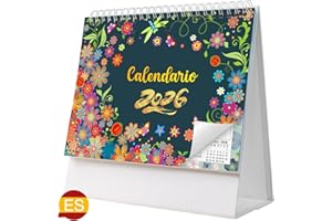 AEYAKA Calendario de Escritorio 2026 Calendario Noviembre de 2025 - Diciembre de 2026, 20 x 20.5 cm Español C08 (Negro 3)