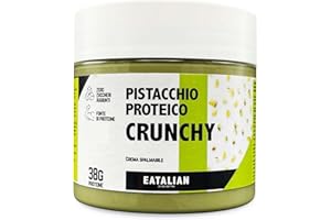 EATALIAN by AMZ BETTER Crema Proteica de Pistacho CRUNCHY 200 gr, Crema para Untar con Trozos de Pistacho, Sabor Dulce, Ideal para Pan, para Rellenar Postres, Dubai Chocolate, Made in Italy