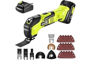 Strumento oscillante senza fili, SnapFresh 20V Multifunzione oscillante con 6 velocità, angolo di oscillazione di 3,2°, 22 accessori, batteria da 2,0 Ah e caricatore veloce