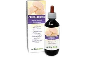 Criniera di leone o Testa di scimmia (Hericium erinaceus) fungo Tintura Madre analcoolica Naturalma - Estratto liquido gocce 200 ml - Integratore alimentare - Vegano
