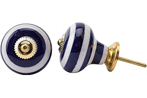 CGB Giftware | Light Blue & White Circle Ceramic Drawer Pull | Material: Ceramic/Metal | RE33