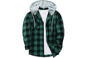 JACKETOWN Plaid Casual Sweatshirt Hoodie Long Sleeve Men's Shirt With Pocket Button Down Checked Jacket Flannel Regular Fit 4 Seasons Lumberjack M-3XL
