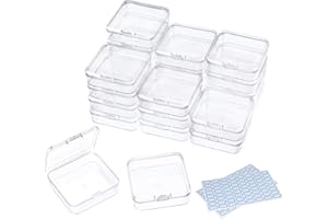 DUOFIRE Contenitori con Coperchio in Plastica Trasparente, 24 Piccoli Contenitori per Perline e Gioielli (6,4 x 6,4 x 2 cm)
