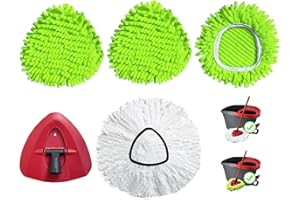 PUREBLISS Confezione Da 4 Testine Di Ricambio Per Vileda Mocio Rotante, Ricariche Per Mocio In Microfibra Compatibili Con Mocio a Rotazione Triangolare,Con 1 Base Rotante Per La Pulizia Del Pavimento