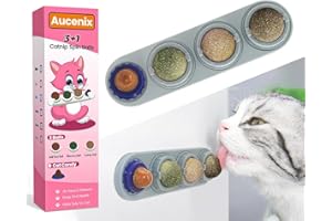 Aucenix Katzenminze Ball, 4 Stück Natürliche Katzenminze Bälle Spielzeug für Katzen Lecken, Drehbare Zahnreinigung Dental Katze Spielzeug, Katzenminze Spielzeug für Kätzchen (Grau)