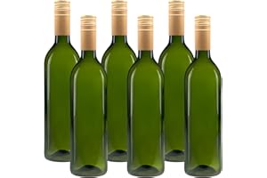 MIKKEN Lot de 6 bouteilles en verre vert de 750 ml avec étiquettes - 0,75 l