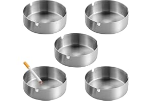 KJLEEN 5 Pezzi Posacenere Acciaio Inox Esterno 10 Cm Portacenere Posacenere Da Tavolo Moderno Per Interni Ed Esterni Di Ristoranti Bar Abitazioni Uffici