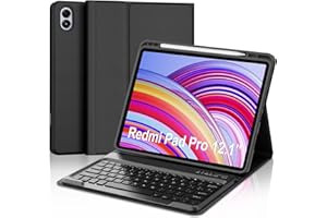 JADEMALL Funda con Teclado para Redmi Pad Pro/Xiaomi Poco Pad 12.1", Teclado Bluetooth Inalámbrico Desmontable con Funda Protectora Delgada para Tablet Xiaomi Redmi Pad Pro/Poco Pad 12.1 Pulgadas, Negro