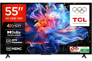 TCL 139 cm (55 inches) Metallic Bezel Less Series 4K Ultra HD Smart LED Google TV 55V6C (Black)