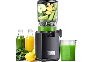 LINKChef hela frukt- och grönsaksjuicer, 130 mm kaliber och 1,8L centrifugkapacitet, 250W Slow Juicer-maskin med omvänd funktion, lätt att installera och rengöra, utan BPA