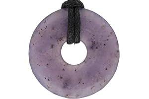 Lebensquelle Plus Donut in pietra preziosa Ø 30 mm + cordoncino in cotone + scheda pietra | Ciondolo naturale | Vera collana curativa, incluso il cordoncino