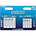 eneloop, AA/Mignon + AAA/Micro, Rechargeable Battery, Pack of 8, Capacity of 2500 + 800 mAh, Ready-to-Use Ni-MH Batteries, 2000 Recharge Cycles, Plastic Free Packaging, Standard, White